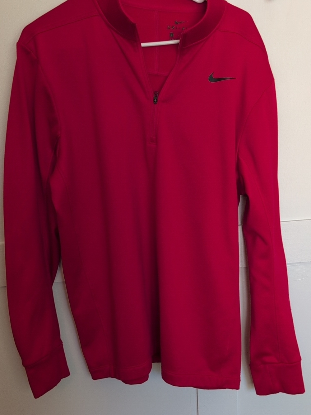 Nike Red Long-Sleeve Quarter-Zip Performance Top